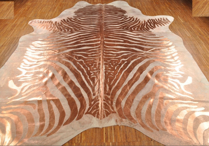 Kuhfell Zebra Teppich Kupfer print