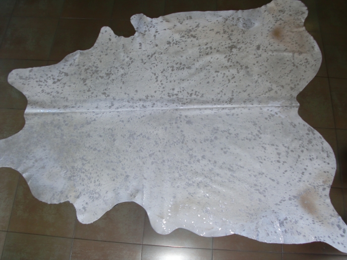 White silver grey cow hide carpet