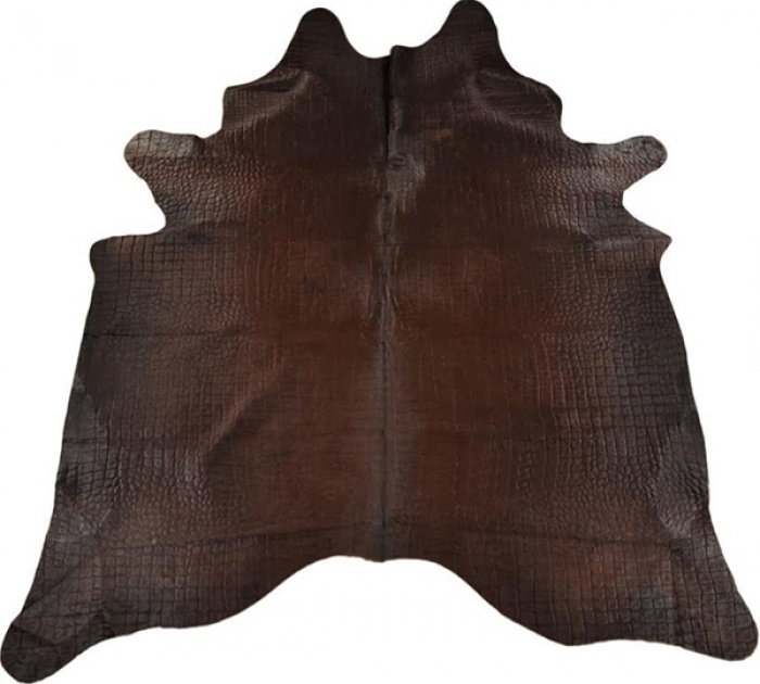 Calf hide carpet Crocodile style brown