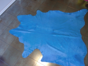 Cow hide carpet royal blue