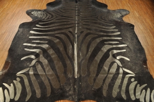 Cow hide Zebra print black silver